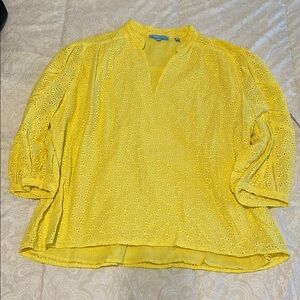 Draper James Yellow Eyelet Blouse